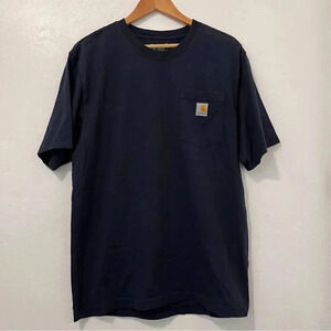 Carhartt Men's T-Shirt Pocket Crew Neck Navy Short Sleeve Men's Size M Loose-Fit